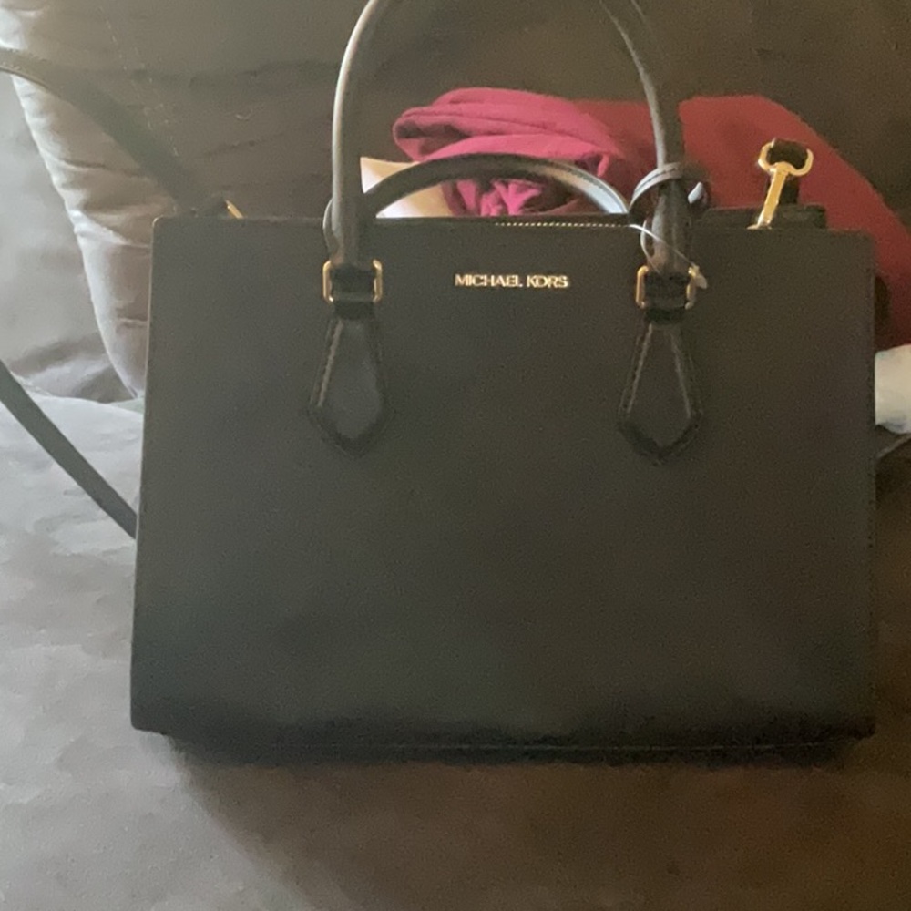 Michael Kors Black Satchel with Gold-Tone Hardware